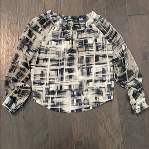 Black & Tan blouse with Large Keyhole Back